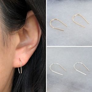 2 Pairs of Wire Threader Earrings - Gold & Silver